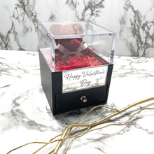 Load image into Gallery viewer, Teddy & Red Eternal Rose Box with custom engraved plaque