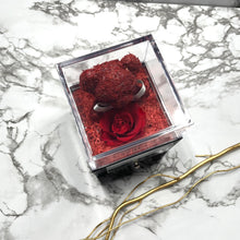 Load image into Gallery viewer, Teddy & Red Eternal Rose Box with custom engraved plaque