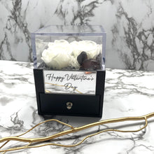 Load image into Gallery viewer, White Eternal Rose Box with custom engraved plaque