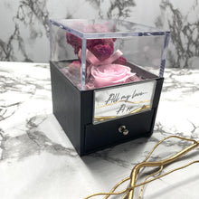 Load image into Gallery viewer, Teddy & Baby Pink Eternal Rose Box with custom engraved plaque