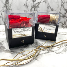 Load image into Gallery viewer, Red Eternal Rose Box with custom engraved plaque