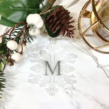 Load image into Gallery viewer, Monogrammed Snowflake Christmas Ornament