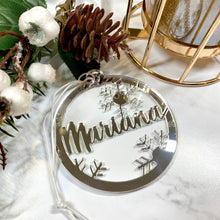 Load image into Gallery viewer, Personalised Name & Snowflakes Christmas Ornament