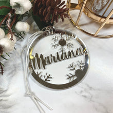 Load image into Gallery viewer, Personalised Name & Snowflakes Christmas Ornament
