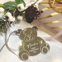 Load image into Gallery viewer, Engraved First Christmas Teddy Bear Ornament