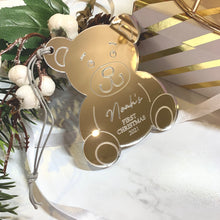 Load image into Gallery viewer, Engraved First Christmas Teddy Bear Ornament