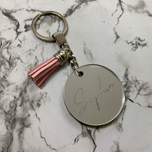 Load image into Gallery viewer, Round Mirror Key Chain with tassel