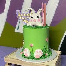 Load image into Gallery viewer, Bunny Ears &amp; Flowers Name and Age Cake Topper
