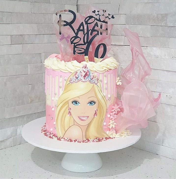 Glitter Bow & Crown Name and Age Cake Topper