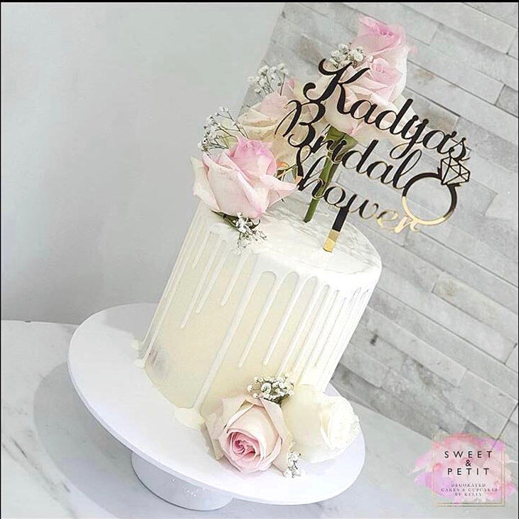 (Name)'s Bridal Shower with ring Cake Topper